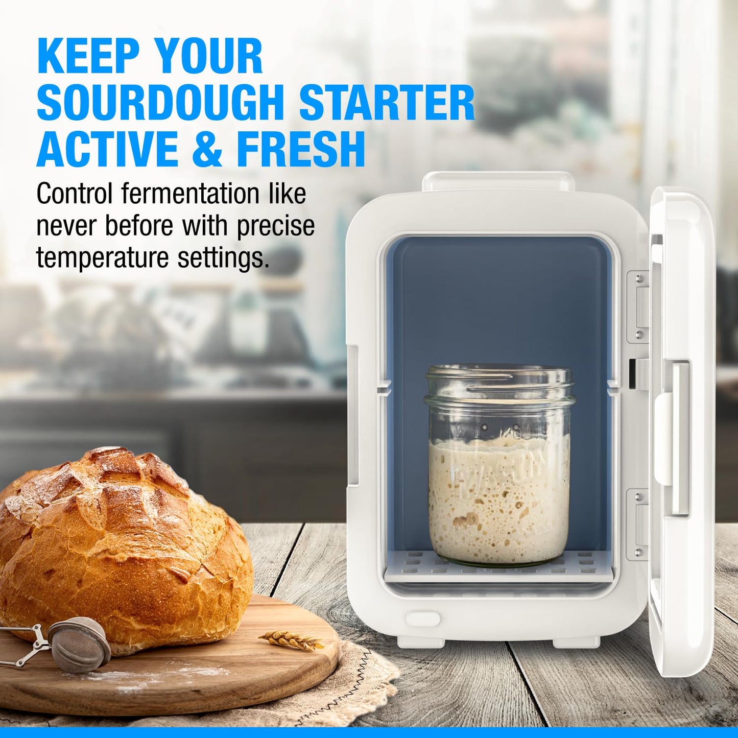 Gearwiz Sourdough Starter Home with Temperature Control - Compact Fermentation Box with Heat & Cool Modes - Fits 1L Jar - Bread
