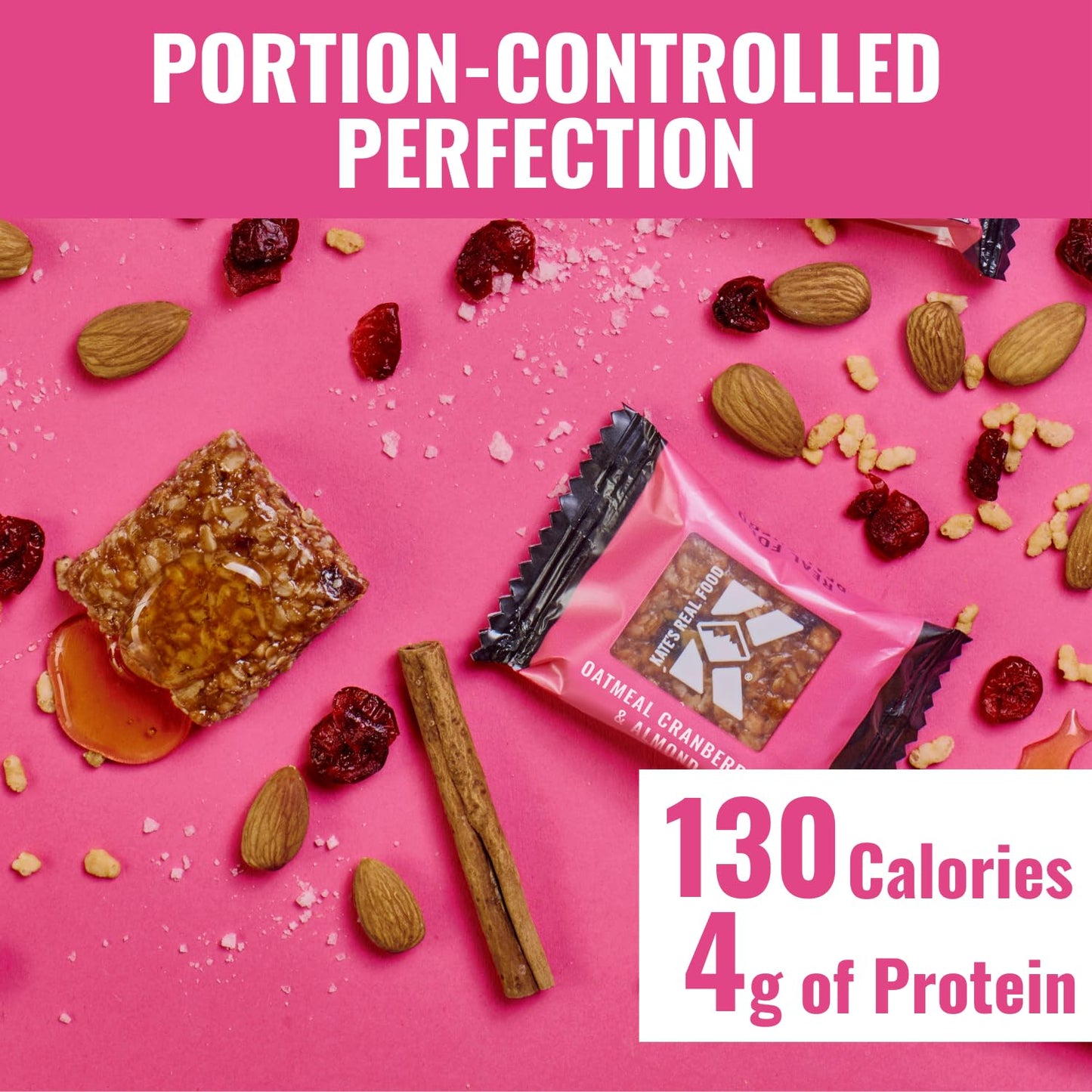 Kates Real Food Organic Energy Bars Oatmeal Cranberry & Almond (1.1 oz  Pack of 24)  Non-GMO  All-Natural Ingredients  Gluten-Free and Soy-Free Healthy Snack with Natural Flavors