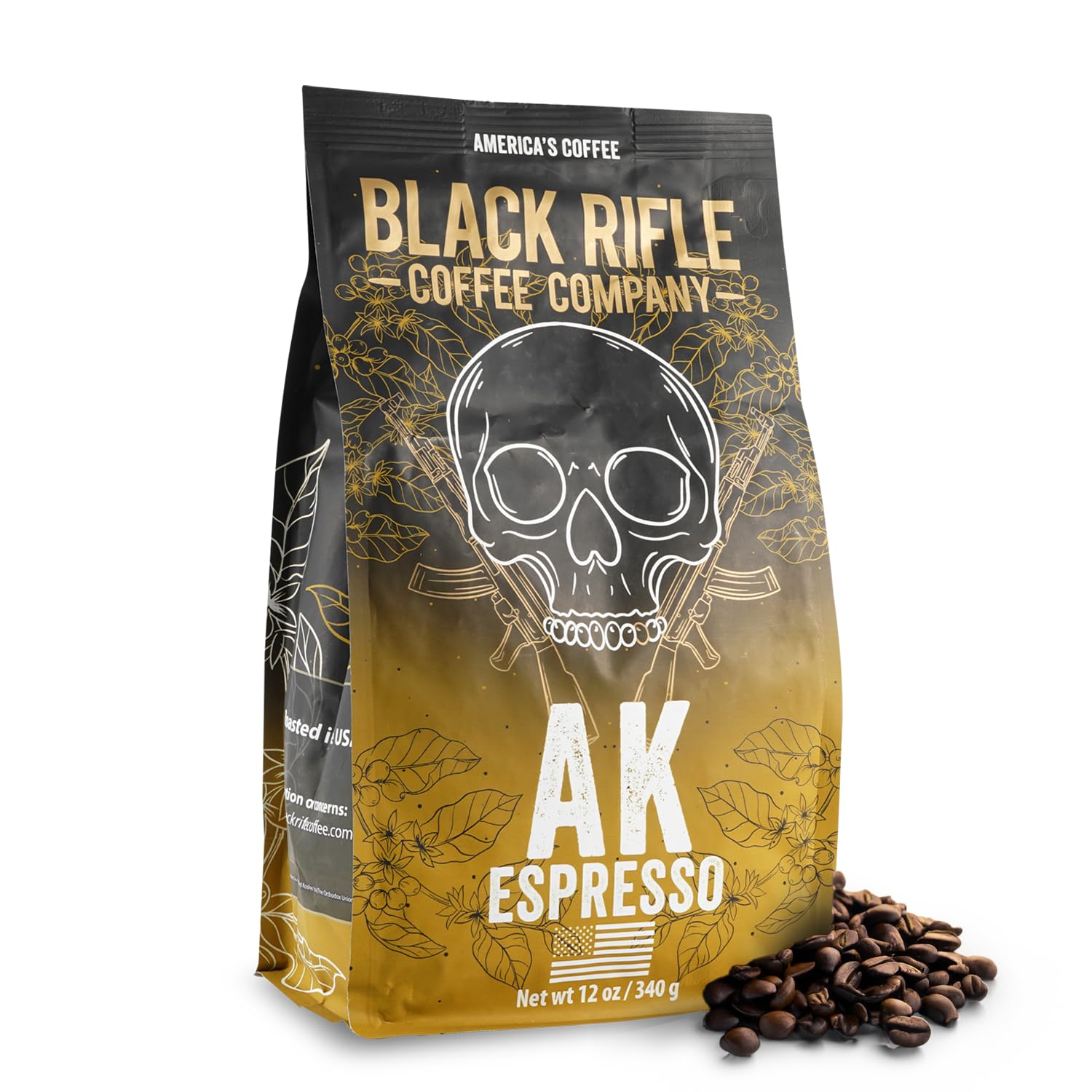 Black Rifle Coffee Company AK-47 Espresso 100% Arabica Coffee Whole Bean 12 oz Bag