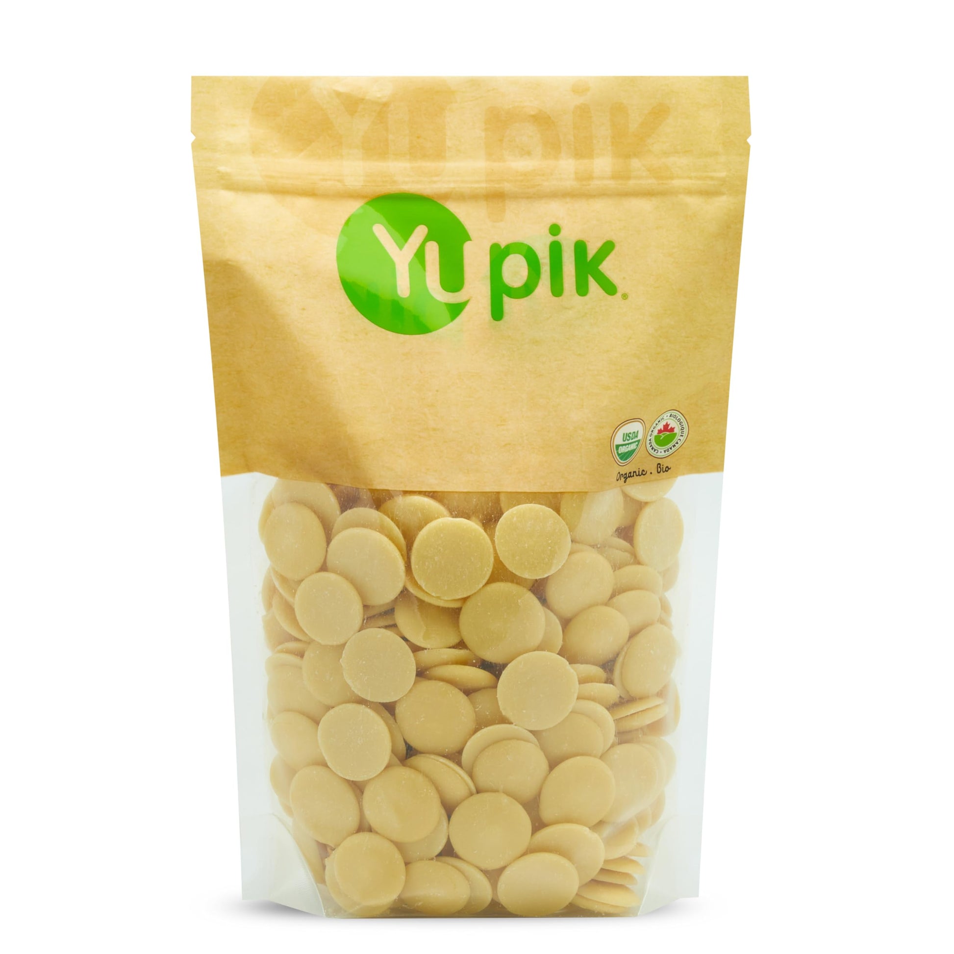 Yupik Organic Cocoa Butter Wafers, 2.2 lb (35.2 oz), Vegan, Gluten-Free, GMO-Free, Dairy-Free, Kosher, Pure Cocoa Butter, No Add