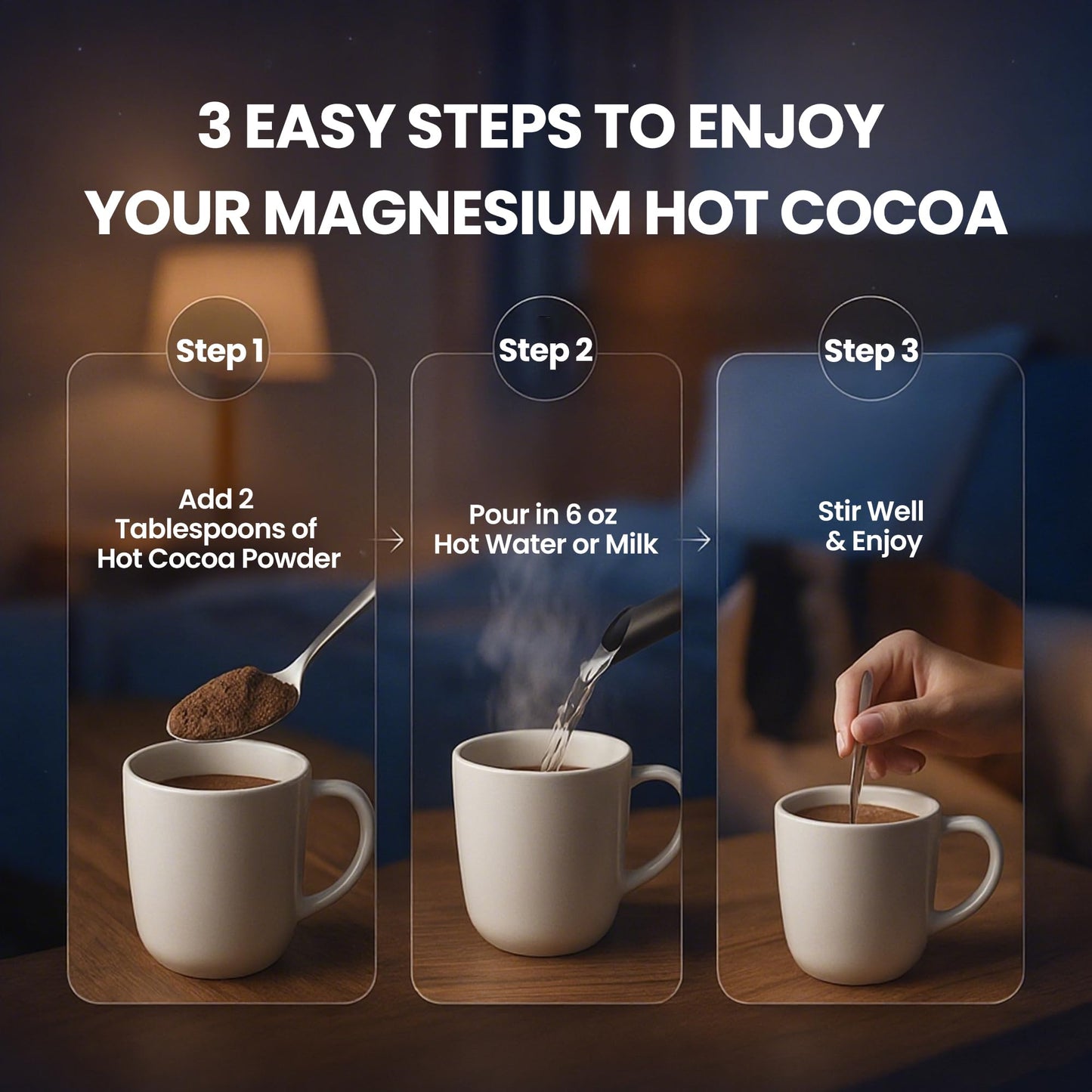 Magnesium Hot Cocoa Powder Mix | Superfood Sleep Powder with 10 Mushrooms, Magnesium Glycinate & L-Theanine | Plant-Based, Keto-
