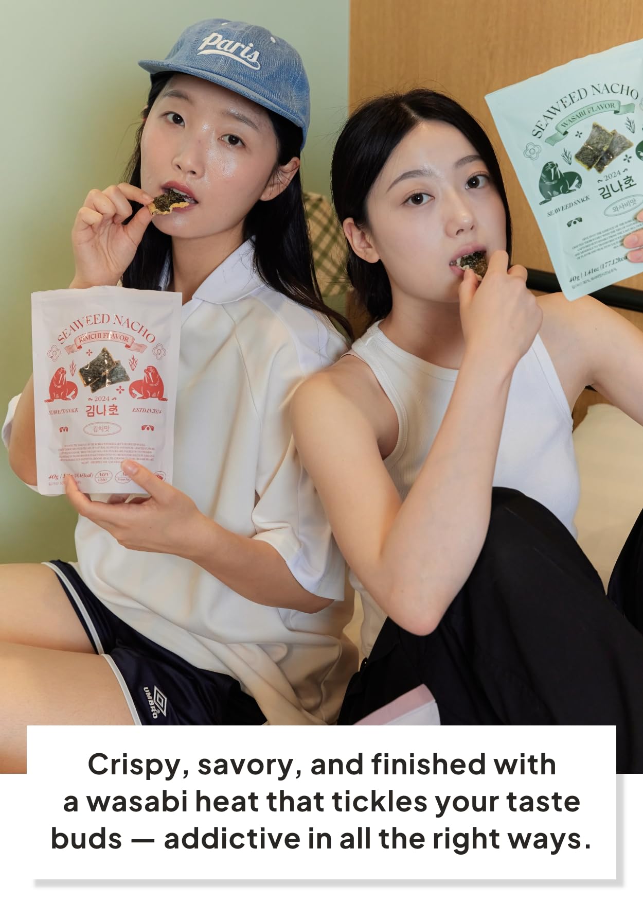 K FOOD Korean Food Chilli Crab Flavored Sea  Nachos, 40g (1.41oz), Crispy, All-Natural, 100% Vegan