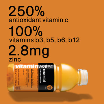 vitaminwater Essential Electrolyte Enhanced Water, Orange, 20 fl oz, Pack of 12 - Hydrating Drinks with Vitamins