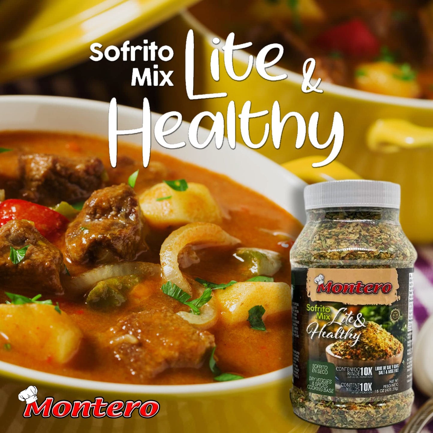 Montero Sofrito Mix 15oz - Healthy Dry Veggies & Spices Cooking Base, Salt & MSG Free, Natural Ingredients, Made in Puerto Rico