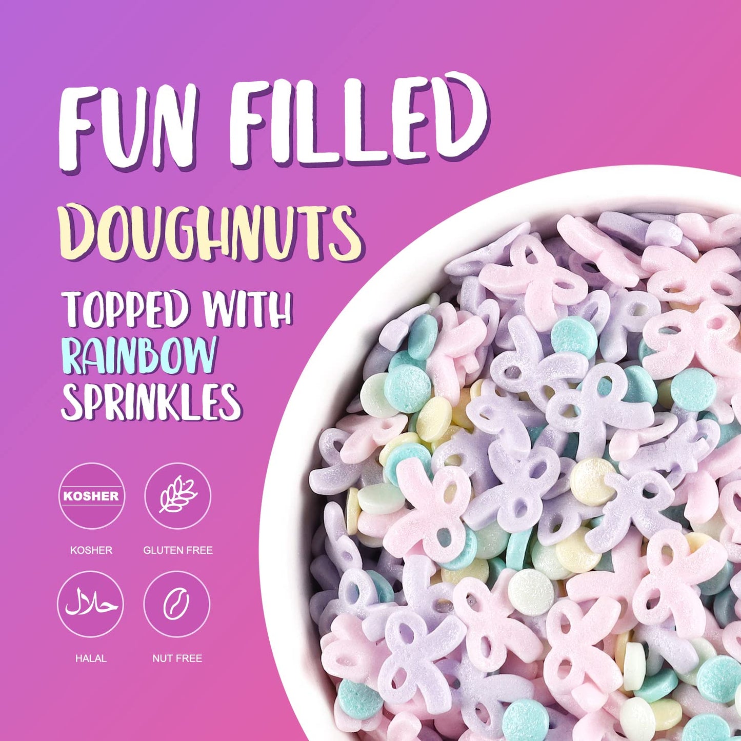 Sprinkles For Cake Decorating, 7 Ounces Macaron Color Bows Confetti Sprinkles For Cupcake, Cookies, Ice Cream Topper, Edible Cak