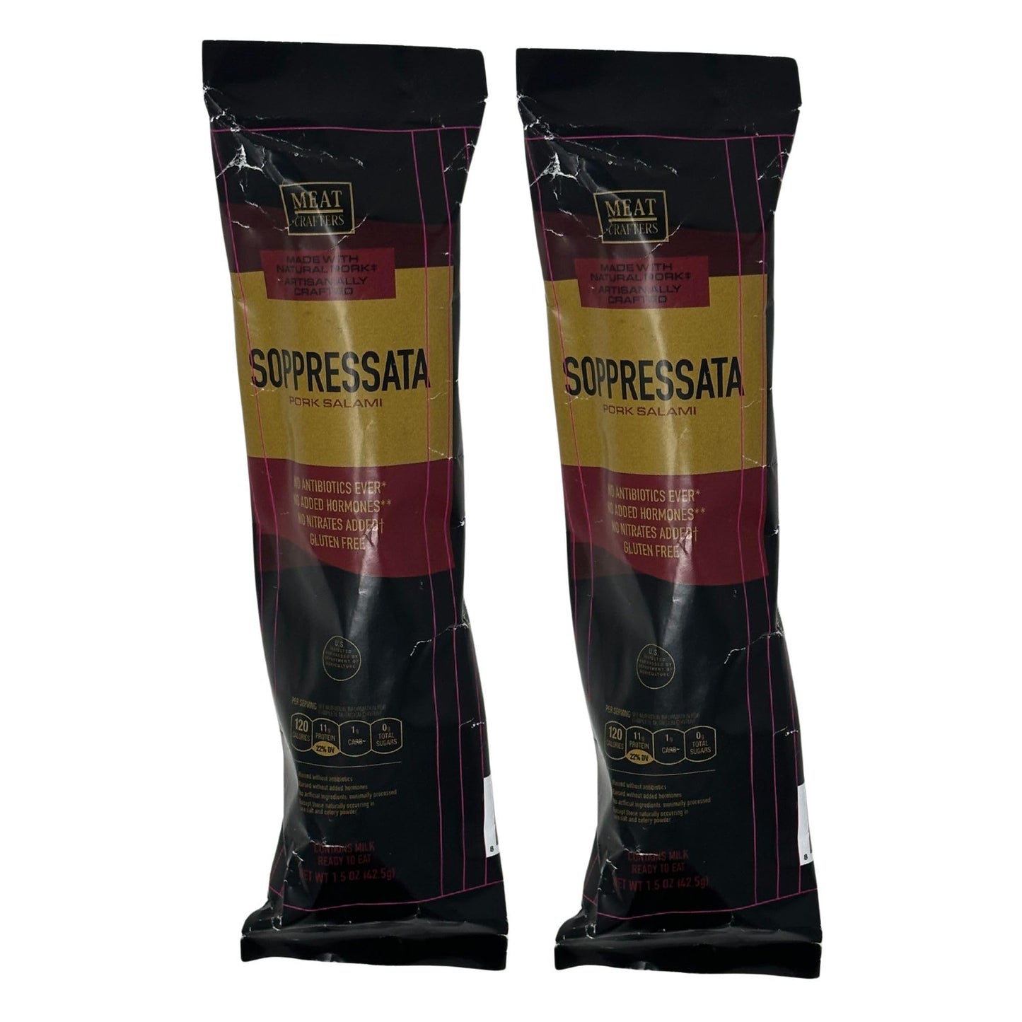 Meat Crafters Soppressata Salami, Dry Cured, No Added Nitrites, Antibiotic Free, 5oz (2-Pack)