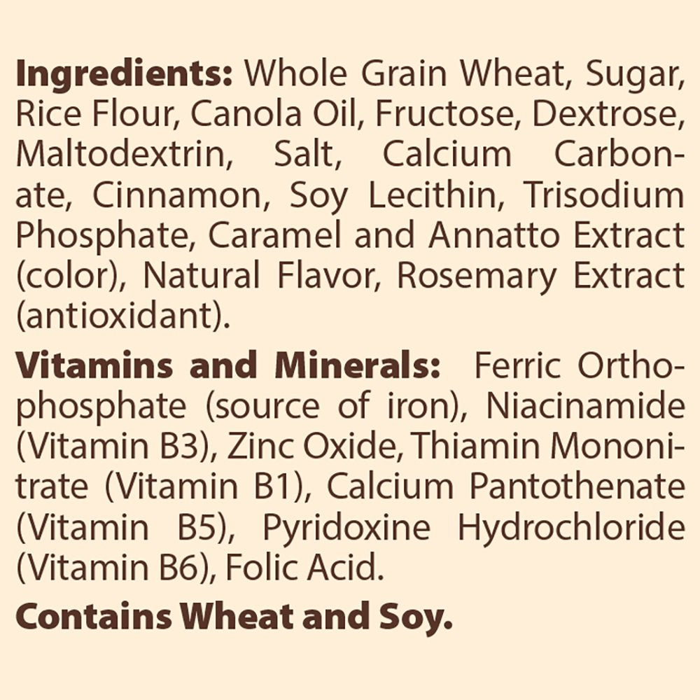 Mom'S Best Toasted Cinnamon Squares Cereal, Made With Whole Grain, No High Fructose Corn Syrup, Made With Real Cinnamon, Kosher,