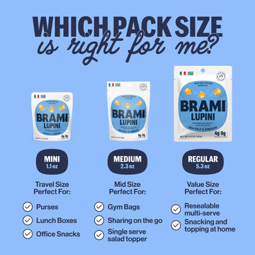 BRAMI Lupini Beans Snack | Vegan, Keto, 4g Protein, 0g Net Carbs | Sea Salt & Vinegar | 1.06 Ounce (Pack of 8)
