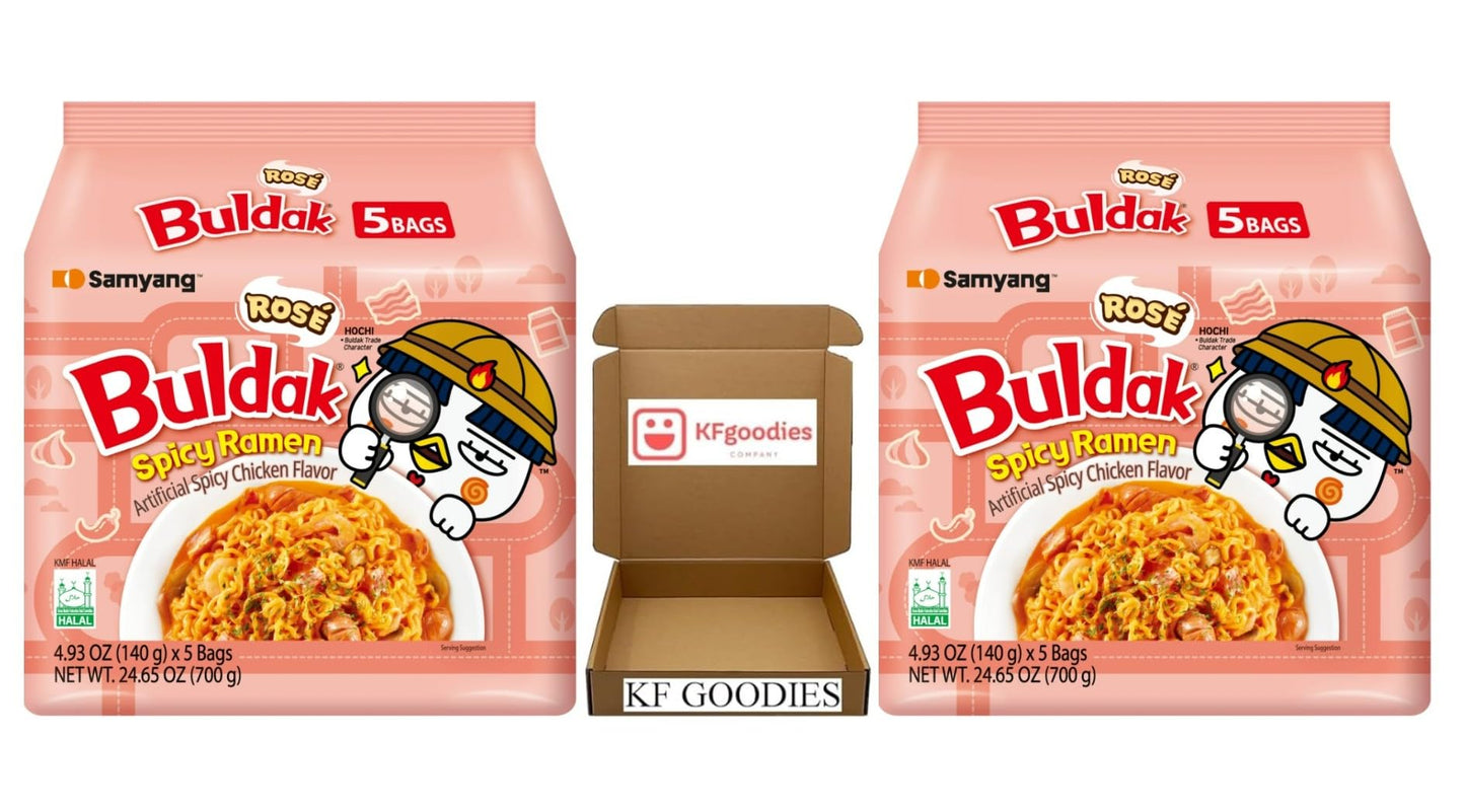 Samyang Buldak Hot Spicy Chicken Ramen Noodle Korean Stir-Fried Ramen (10, Ros  )