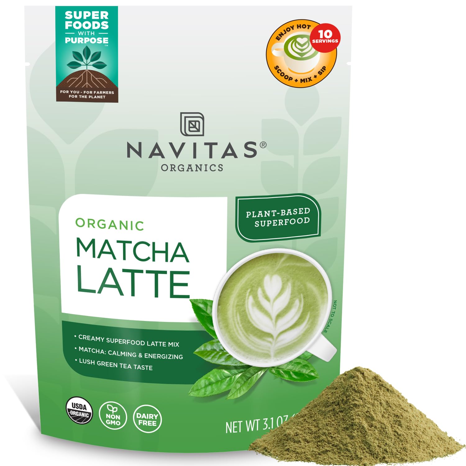 Navitas Organics Latte Matcha Green Tea Powder - 3.1 oz