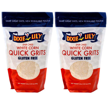 Dixie Lily White Corn Grits - Enriched With Iron, Niacin, Thiamine, Riboflavin - Classic Southern Taste - Certified Non-GMO - 2-
