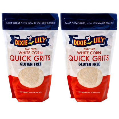 Dixie Lily White Corn Grits - Enriched With Iron, Niacin, Thiamine, Riboflavin - Classic Southern Taste - Certified Non-GMO - 2-