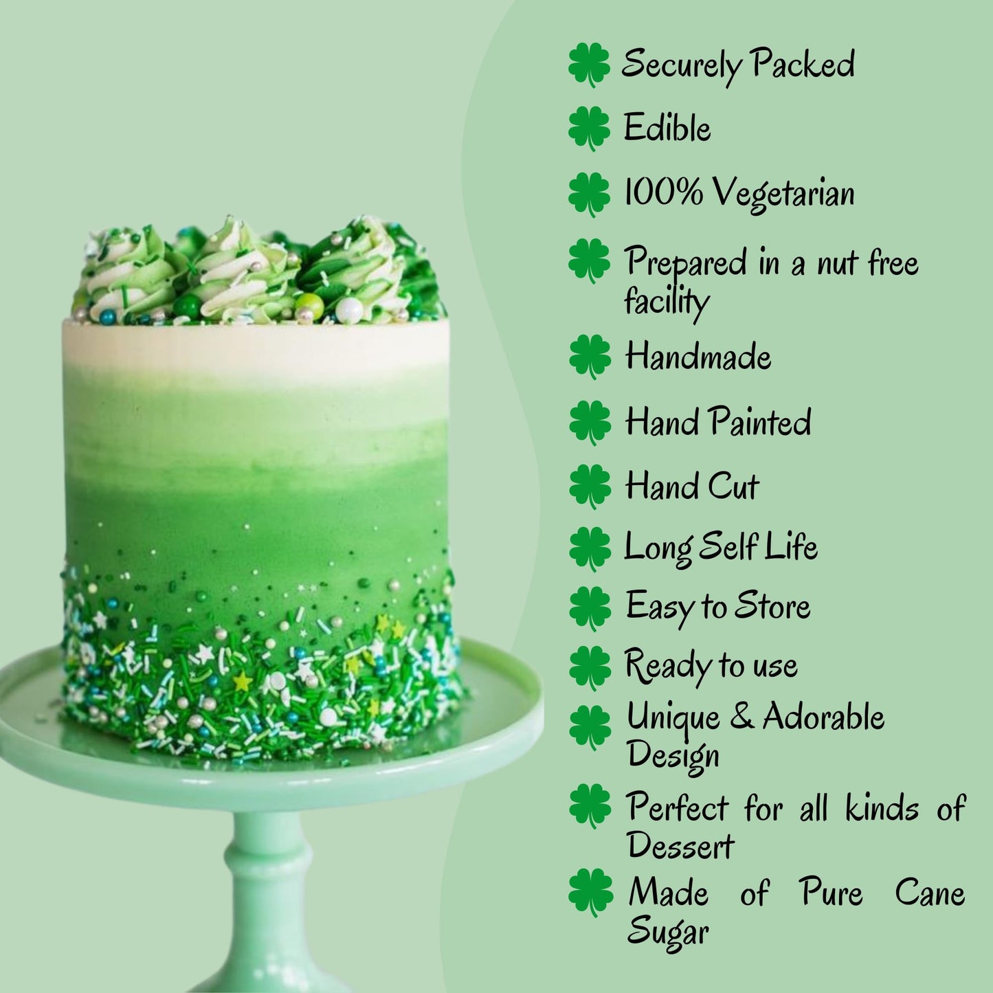 Confect St. Patricks Green,White And Gold Pearl, Vermicelli Sprinkles | Clover Sprinkles | Edible Sprinkles For Baking & Cake De