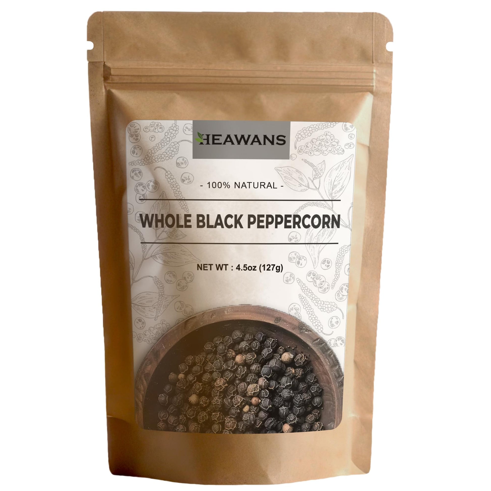 Heawans Organic Enhanced Grade Whole Pepper (Resealable Pouch) (4.5 Oz)