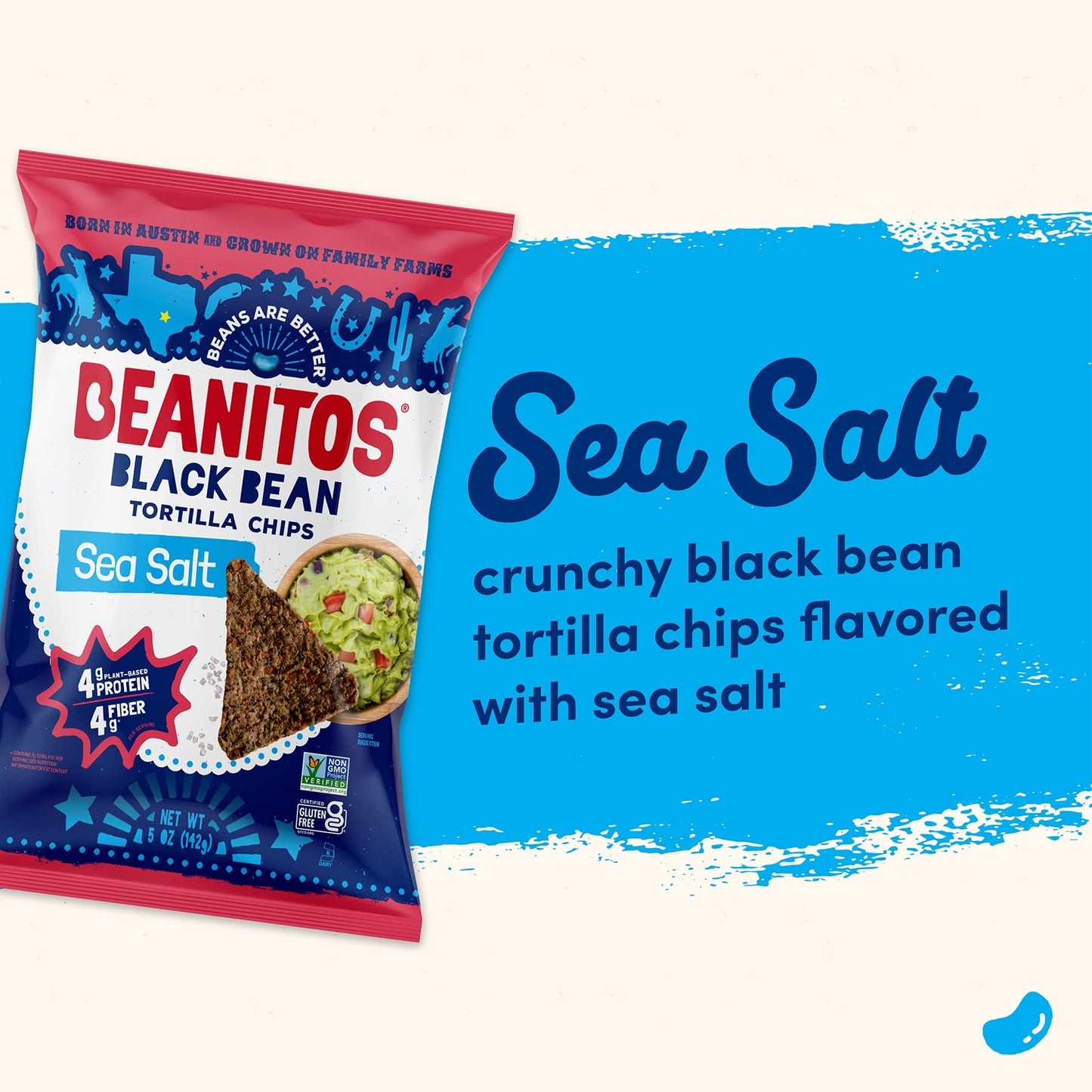 Beanitos Black Bean Chips - Original Sea Salt - (6 Pack) 5 oz Bag - Black Bean Tortilla Chips - Vegan Snack with Good Source of