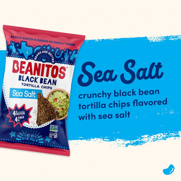 Beanitos Black Bean Chips - Original Sea Salt - (6 Pack) 5 oz Bag - Black Bean Tortilla Chips - Vegan Snack with Good Source of