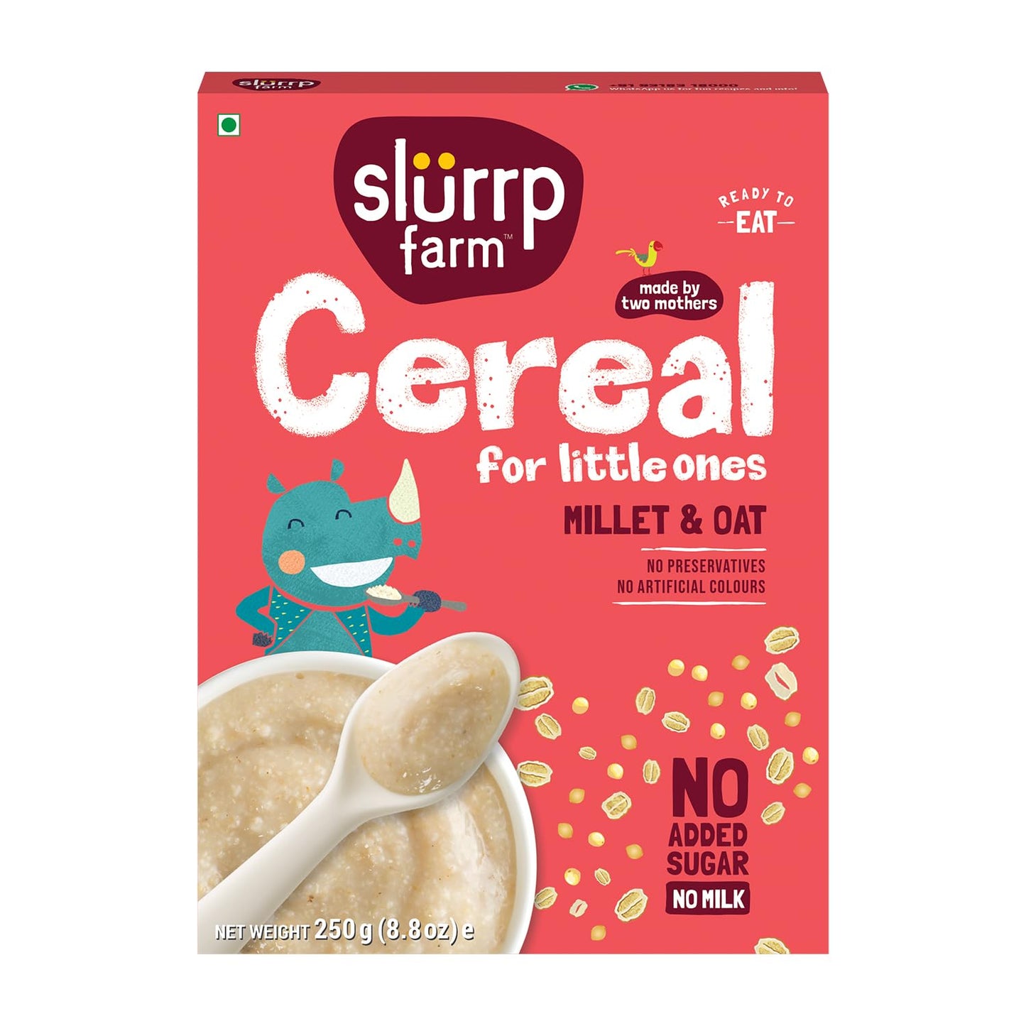 Slurrp Farm Porridge, Millet And Oats Powder | Instant Healthy Wholesome Food, No Added Sugar No Milk, 250 G