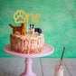 Gold Paw One Cake Topper - Golden Glitter Cardstock 1st Birthday Cake Smash Party Decoration Supplies for Baby, Single Sided Dog