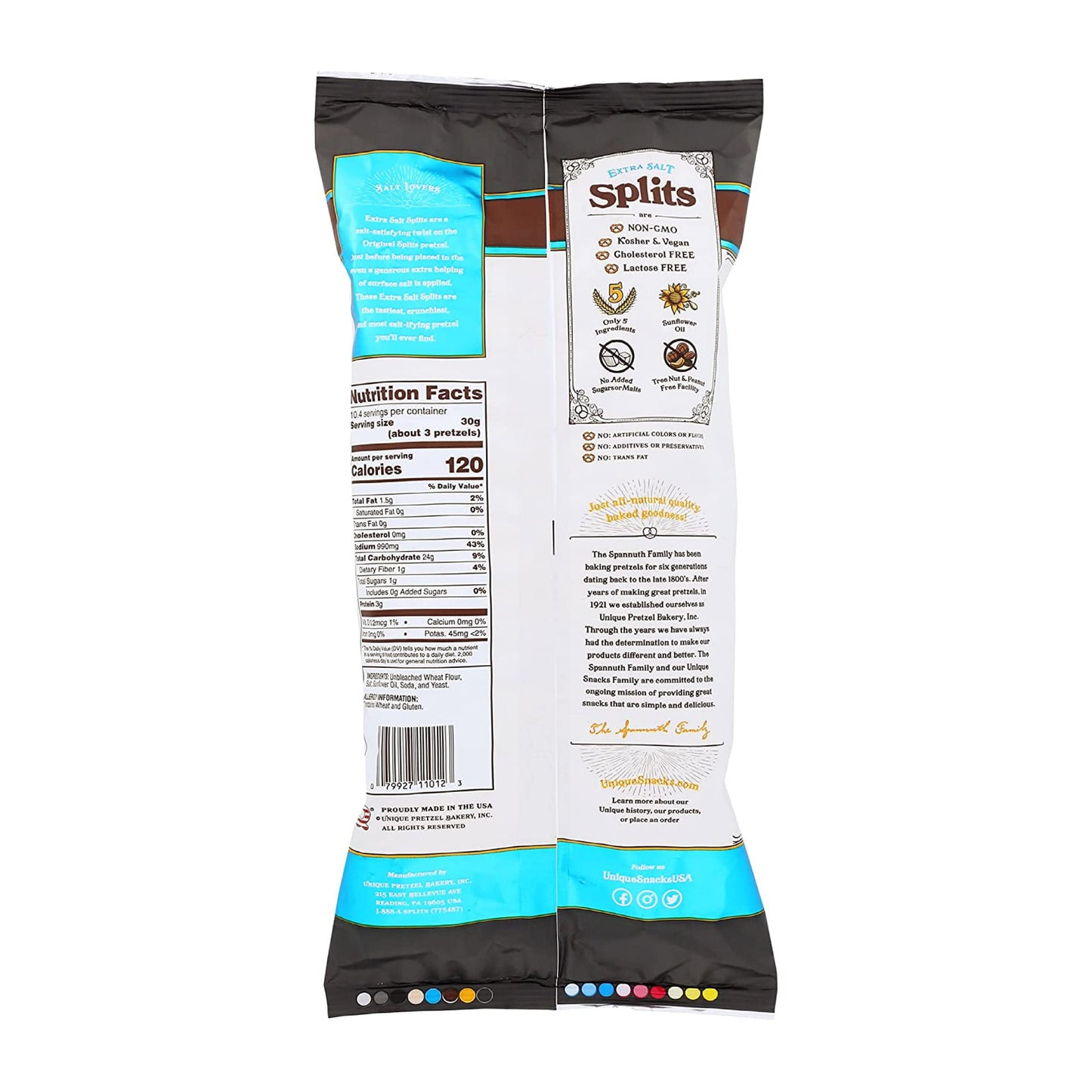 Unique Snacks Extra Salt Pretzels, Original Split-Open, 11 Oz. Bag, Pack of 3, OU Kosher, Non-GMO