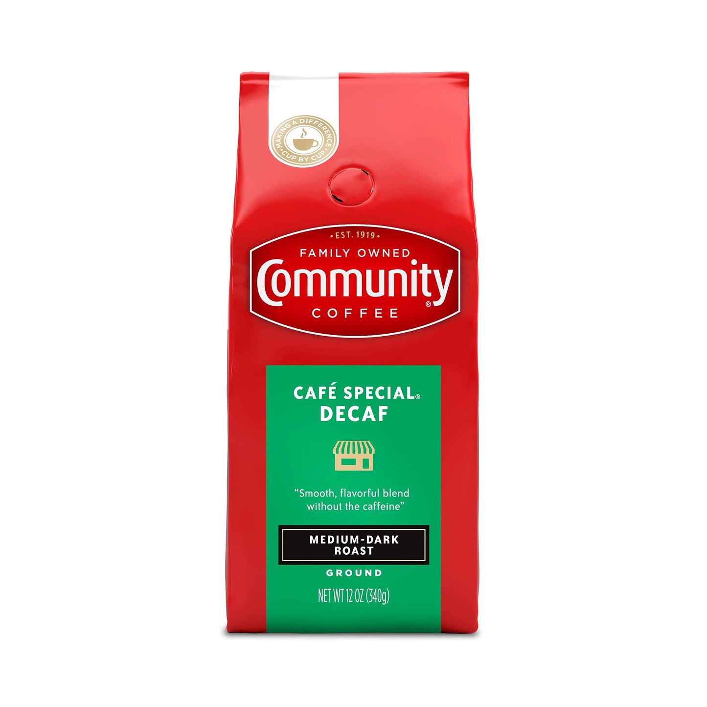 Community Coffee Cafe Special Decaf Ground Coffee, Medium Dark Roast, 12 Ounce Bag