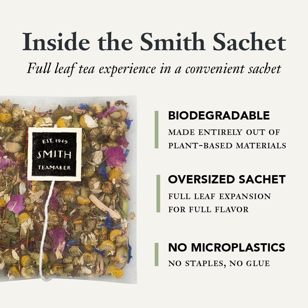 Smith Teamaker Black Lavender No. 14, Caffeinated, Sugar-Free, Sustainably Grown Full Leaf Black Tea Bags, 36 Sachets, 1.32Oz Ea
