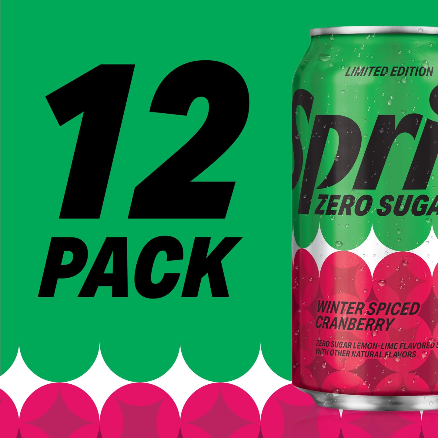Sprite Winter Spiced Cranberry Zero Sugar Soda Pop  12 fl oz  12 Pack