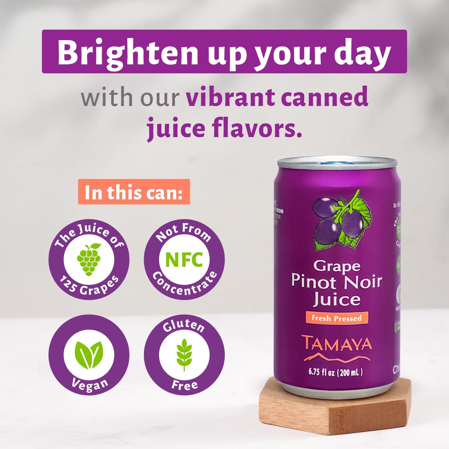 TAMAYA g -flavored G  Juice, NFC, No Sugar Added, Vegan Friendly, 6.75 Fl Oz Mini Cans, Pack of 12