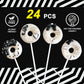 24 Ct Black White Donut Shaped Candy Lollipops Covered With Sprinkles, Individually Wrapped Lollipop Suckers Candy Bulk, Mixed Fruit Flavor, Artistically Crafted Lollipops Candys Gifts For Halloween