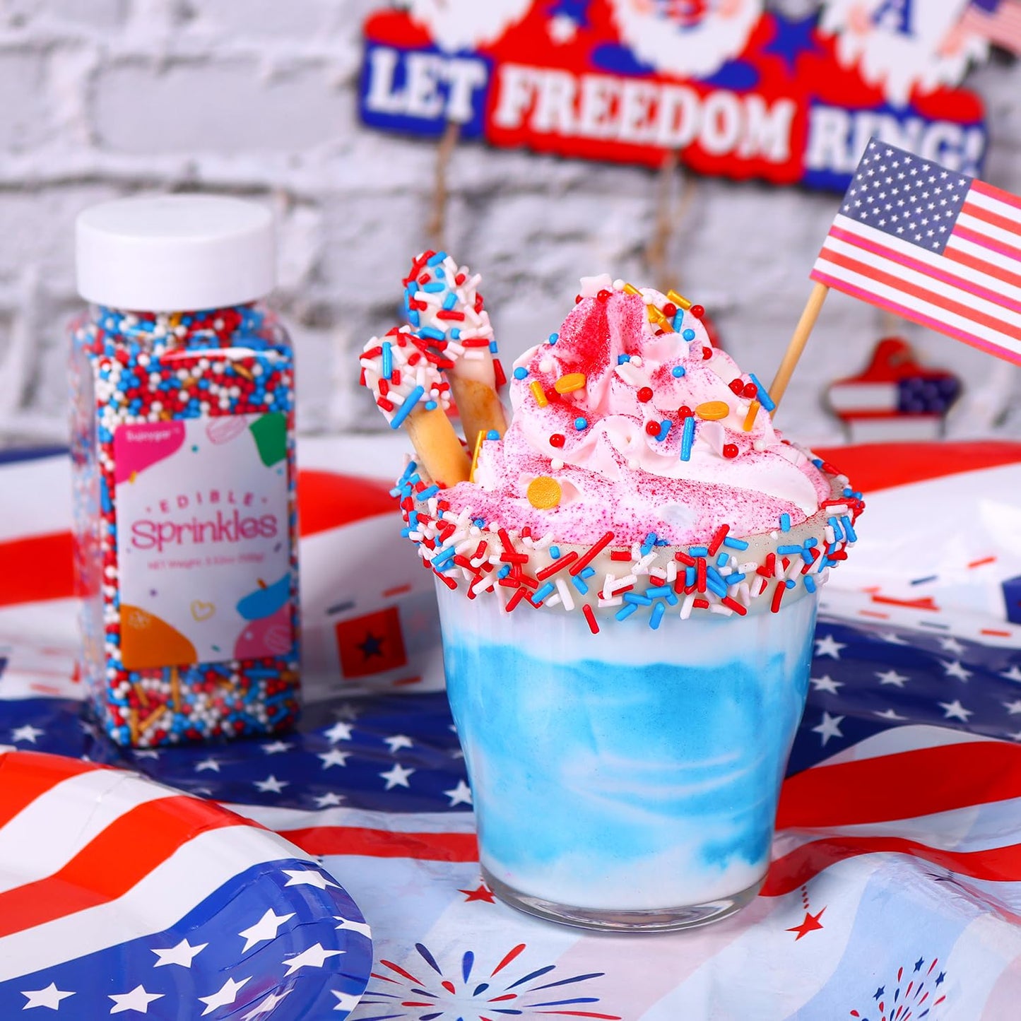 Patriotic Sprinkles For Cake Decorating, Food Grade Red White And Blue Star Sprinkles For Cupcakes Cakes Ice Cream Desserts Cook
