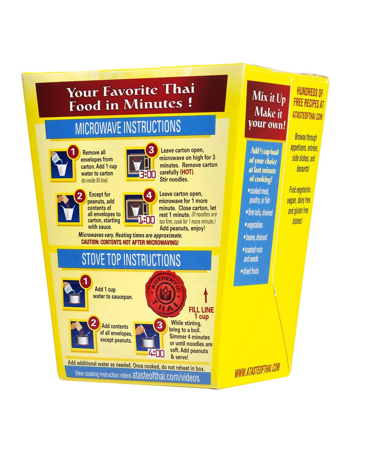 A Taste of Thai Peanut Noodles - 5.25oz Pack of 6 Heat & Eat Instant Noodles Flavored with Classic Thai Sauce  Gluten-Free  Idea