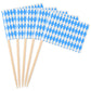 Sunshane Oktoberfest Cupcake Topper Picks - Bavarian Flag Toothpick Flags, 2.56 x 1.38 Inches, Blue and White, 100 Pack