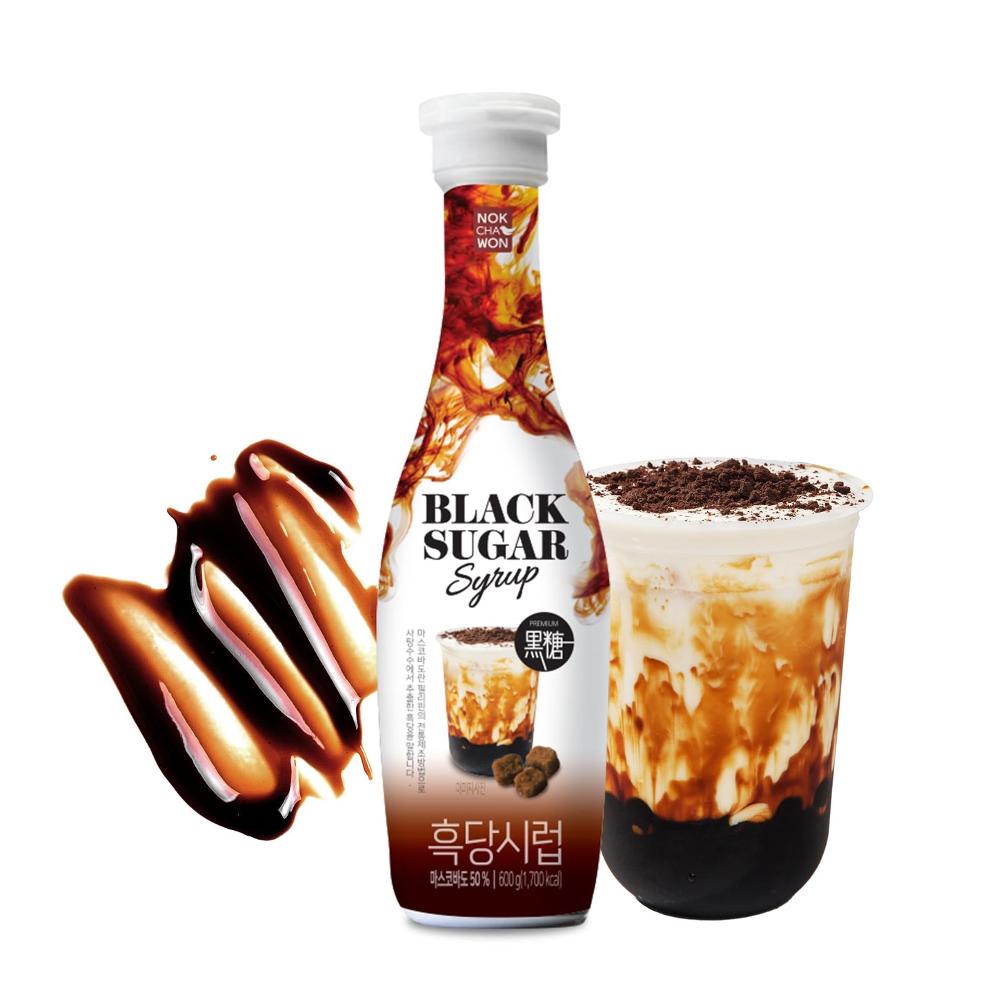 Nokchawon Brown Sugar Syrup - 21.16 oz, Ideal for Boba and Bubble Tea, Rich Flavor for Milk Tea and Desserts
