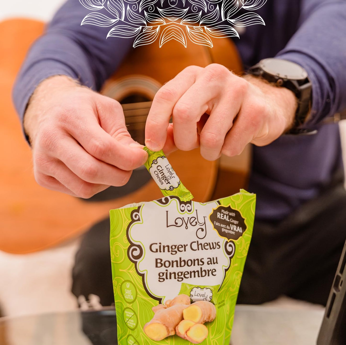 Lovely Candy Co. Original Ginger Chews, Made with Real Ginger, Individually Wrapped, 5oz (6-Pack) | Gluten-Free, Non-GMO, NO Art