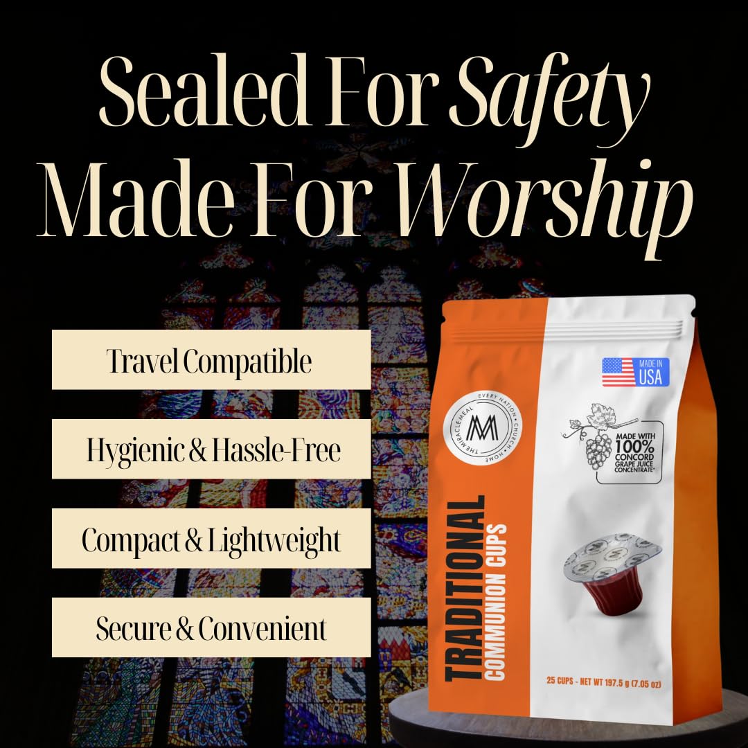 Pack It Hub Travel Pack - The Miracle Meal Pre-Filled Traditional Communion Cup - Bag Of 25 With Wafer And 100% Concord Grape Ju