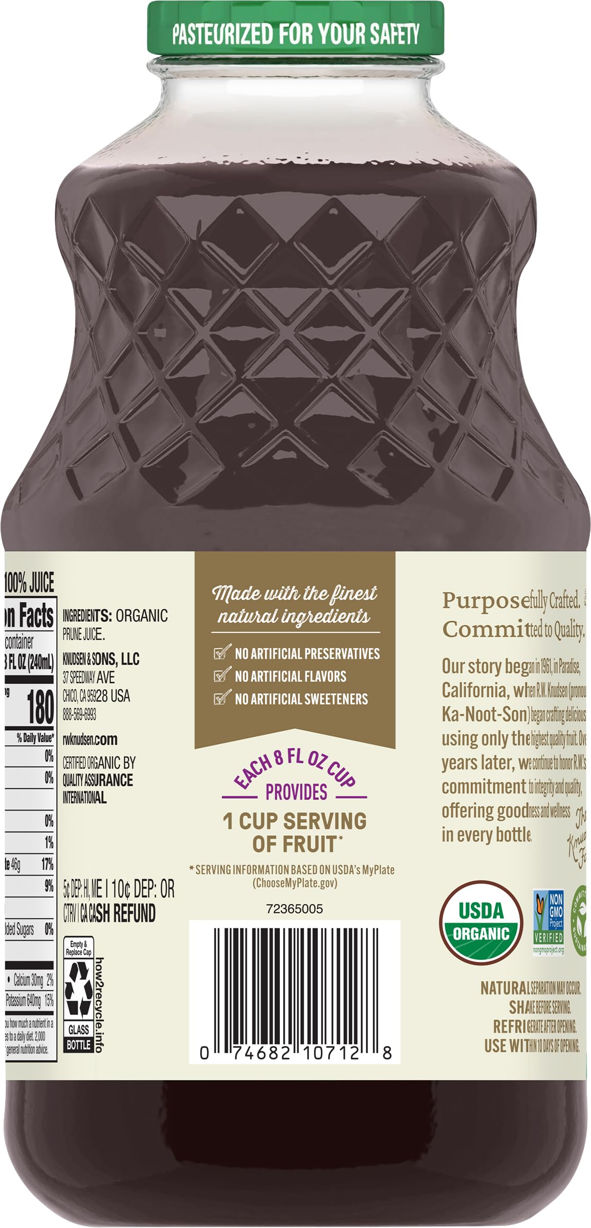 R.W. Knudsen, Organic Just Prune Juice, 32 Fl Oz Bottle