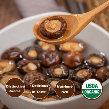 VIGOROUS MOUNTAINS USDA Organic Dried Shiitake Mushrooms Dry Dehydrated Mushrooms for Cooking 4.23oz, 120g