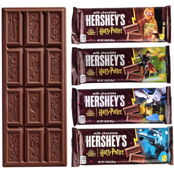 Hershey Milk Chocolate Harry Potter Holiday Candy Bars - Individually Wrapped Full Size Candy Bars Limited Edition Designs for K