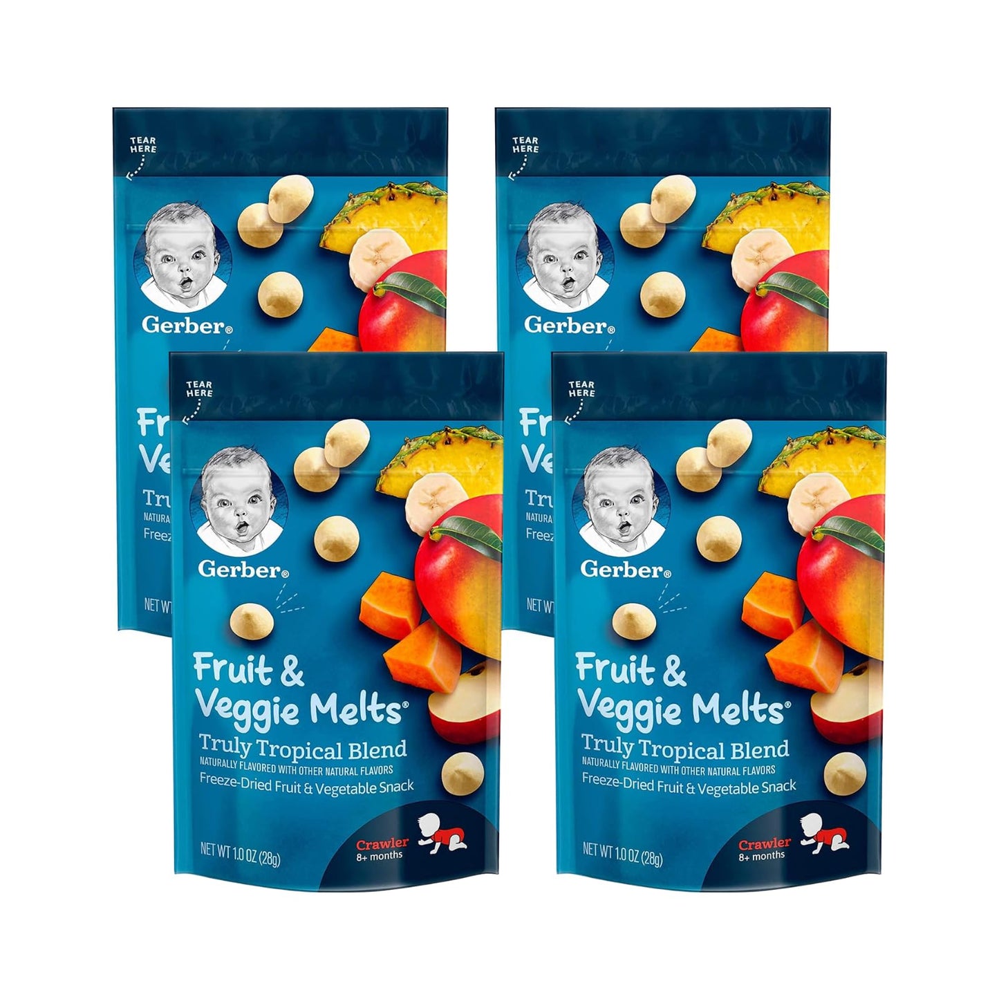 Gerber Graduates Fruit & Veggie Melts - Truly Tropical Blend, 1-Ounce (Pack Of 4)