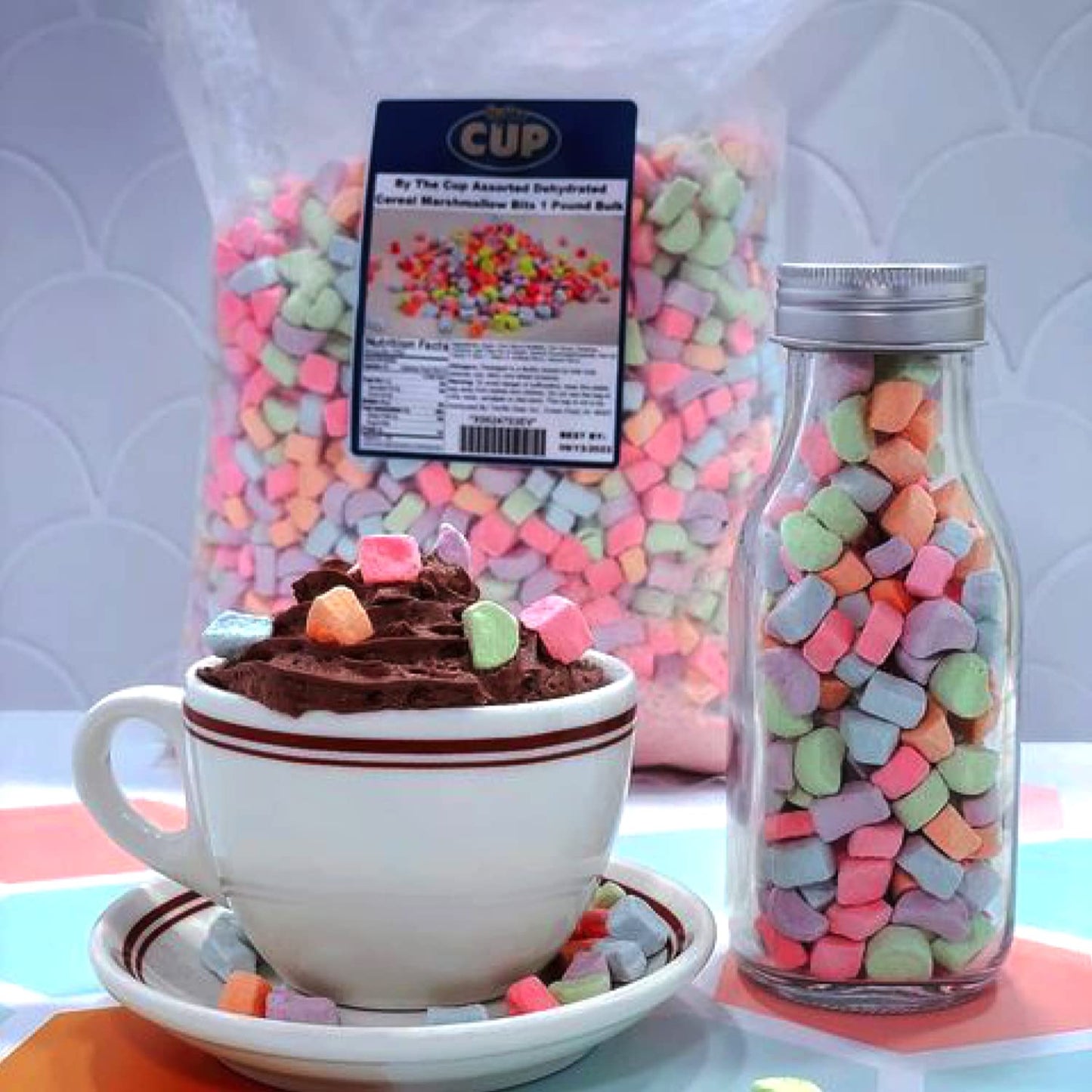 By The Cup Assorted Dehydrated Cereal Marshmallow Bits 1.5 Pound Bulk