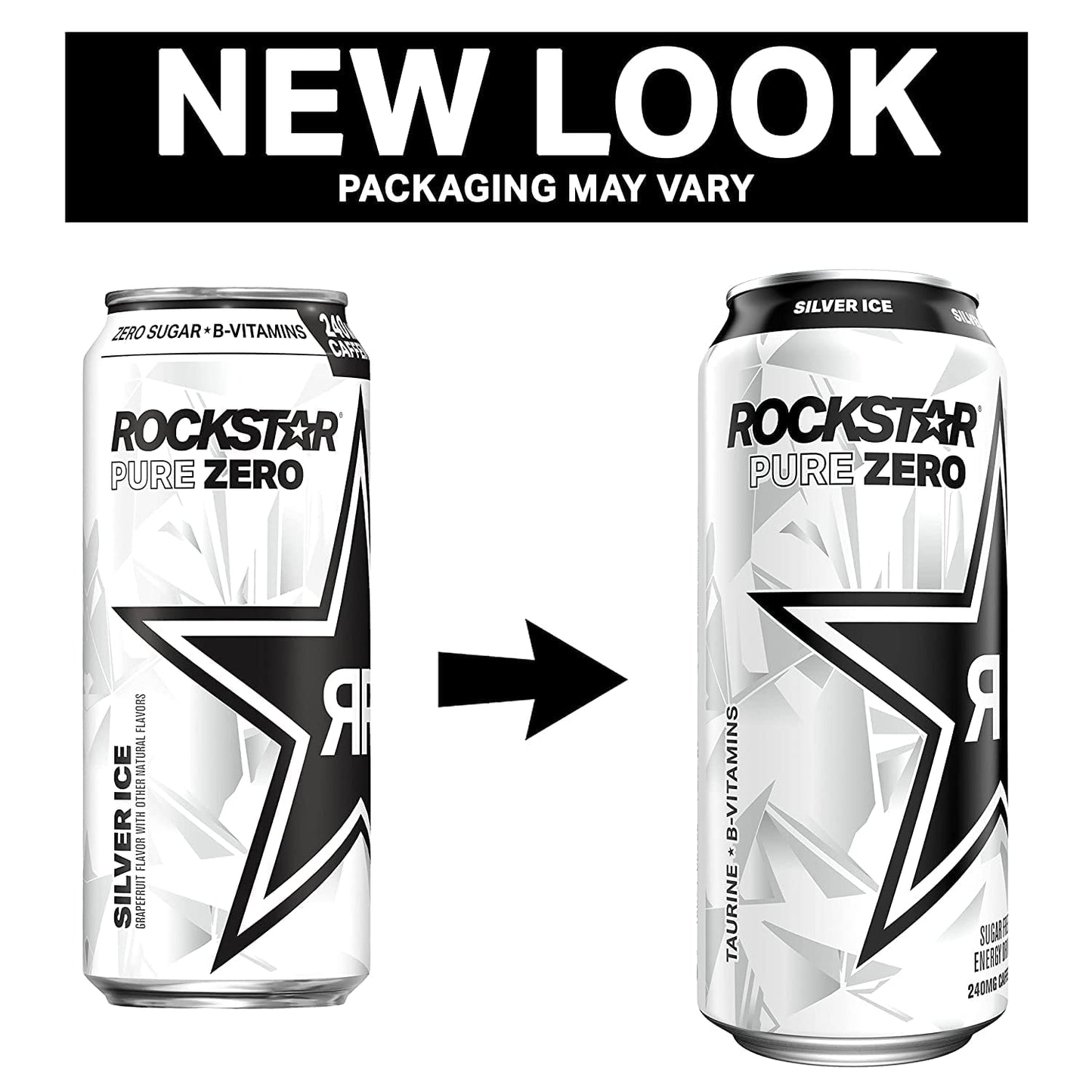 Rockstar Pure Zero Energy Drink, G , 0 Sugar, Caffeine, 16oz Cans, Pack of 12