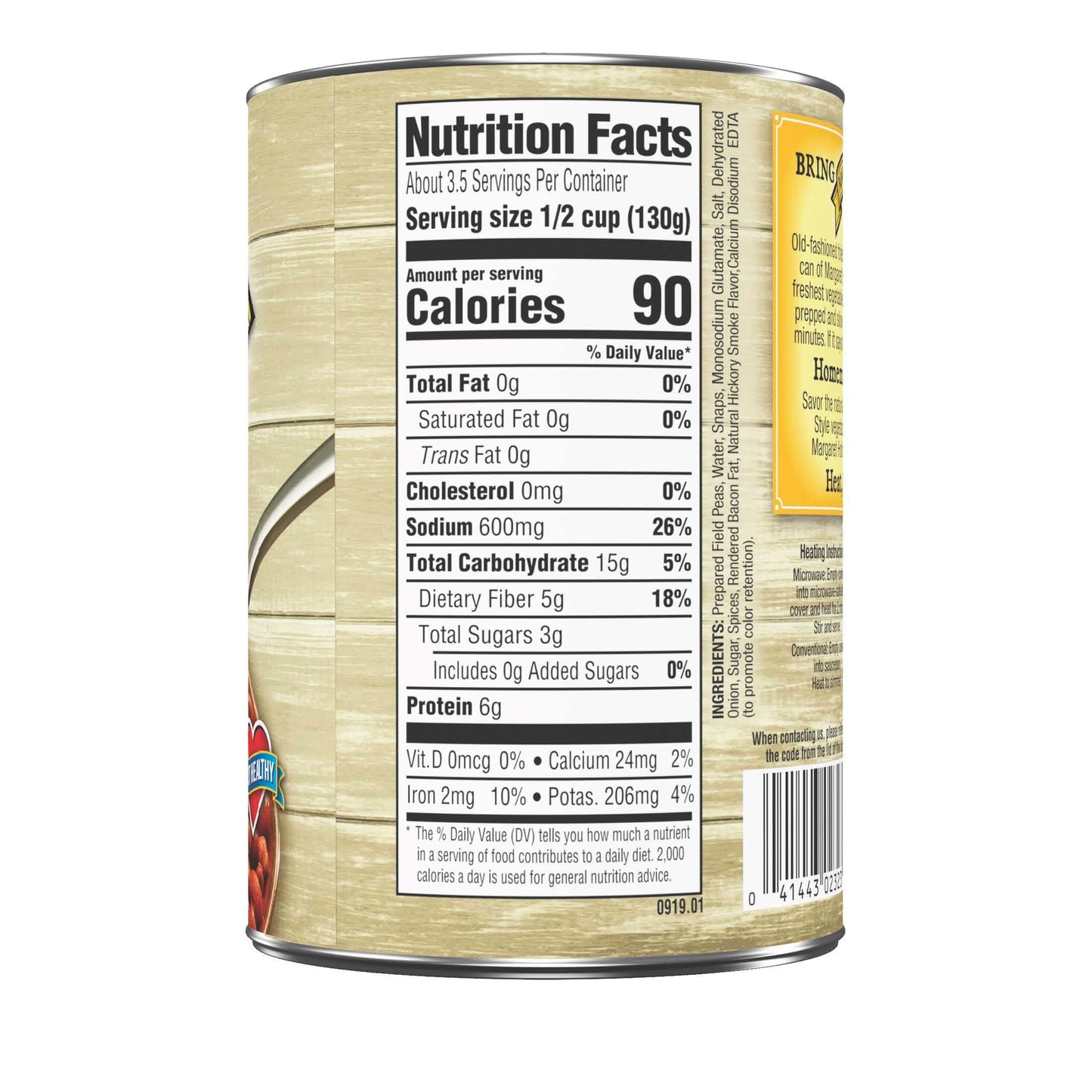 Margaret Holmes, Seasoned Field Peas & Snaps, 15Oz Can (Pack Of 6)