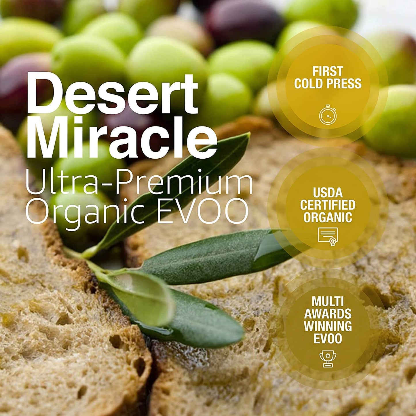DESERT  Organic Extra Virgin Olive Oil, First Cold Pressing, 5 Liter Can, Kosher for Passover, Sweet with Pepper Finish