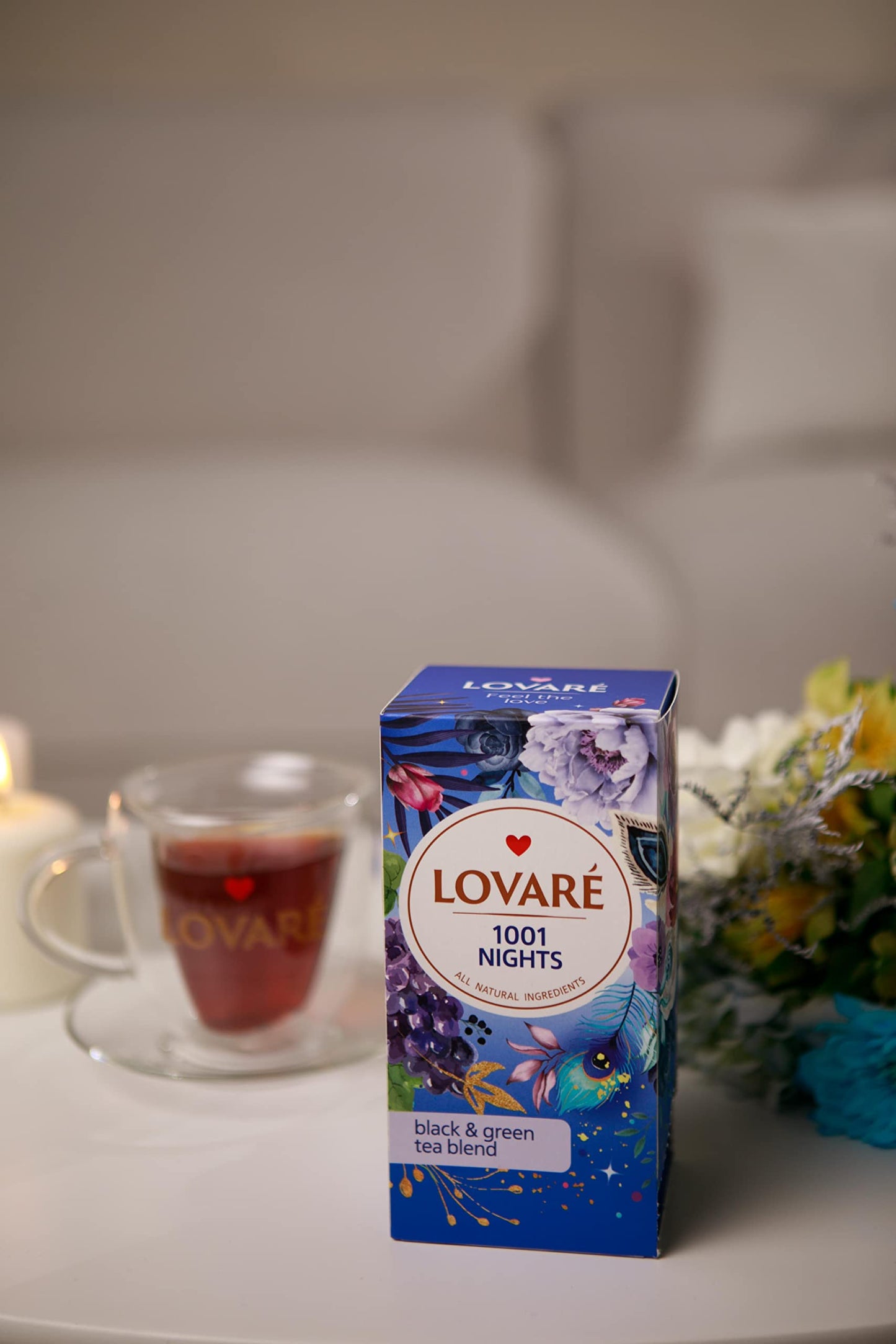 Lovare 1001 Nights Tea Bags 48 G - Made In Ukraine - Classic Black And Sencha Green Flavored Tea Blend - Tea Bags Individually W
