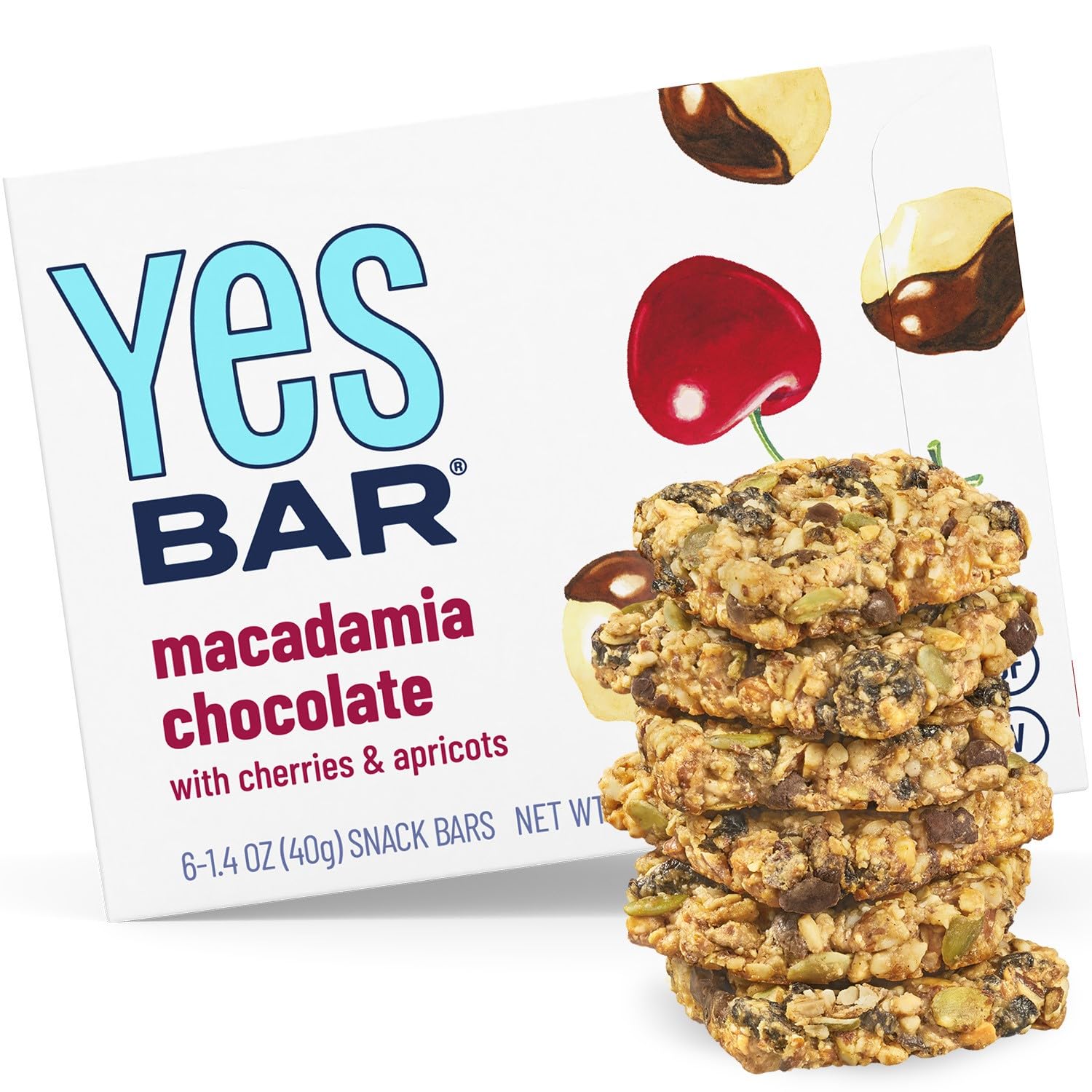 The Yes Bar - Macadamia Chocolate - Plant Based Protein, Decadent Snack Bar - Vegan, Paleo, Gluten Free, Dairy Free, Low Sugar, 