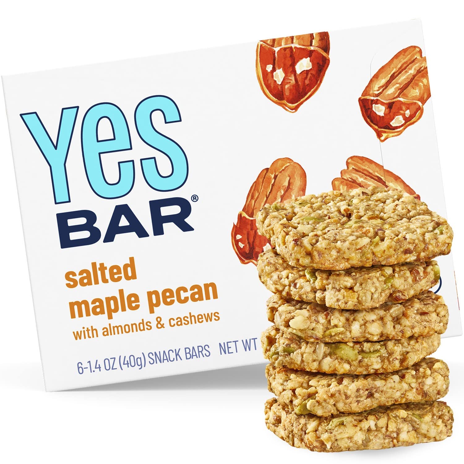 Yes Bar - Salted Maple Pecan - Plant Based Protein, Decadent Snack Bar - Vegan, Paleo, Gluten Free, Dairy Free, Low Sugar, Healt