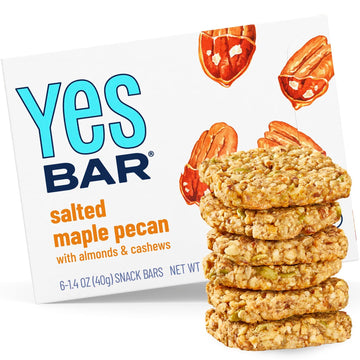 Yes Bar - Salted Maple Pecan - Plant Based Protein, Decadent Snack Bar - Vegan, Paleo, Gluten Free, Dairy Free, Low Sugar, Healt