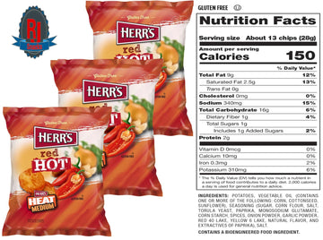 Herrs Potato Chips & Cheese Curls -,1Oz (Curated By Rj Snacks Value Pack) (Red Hot)