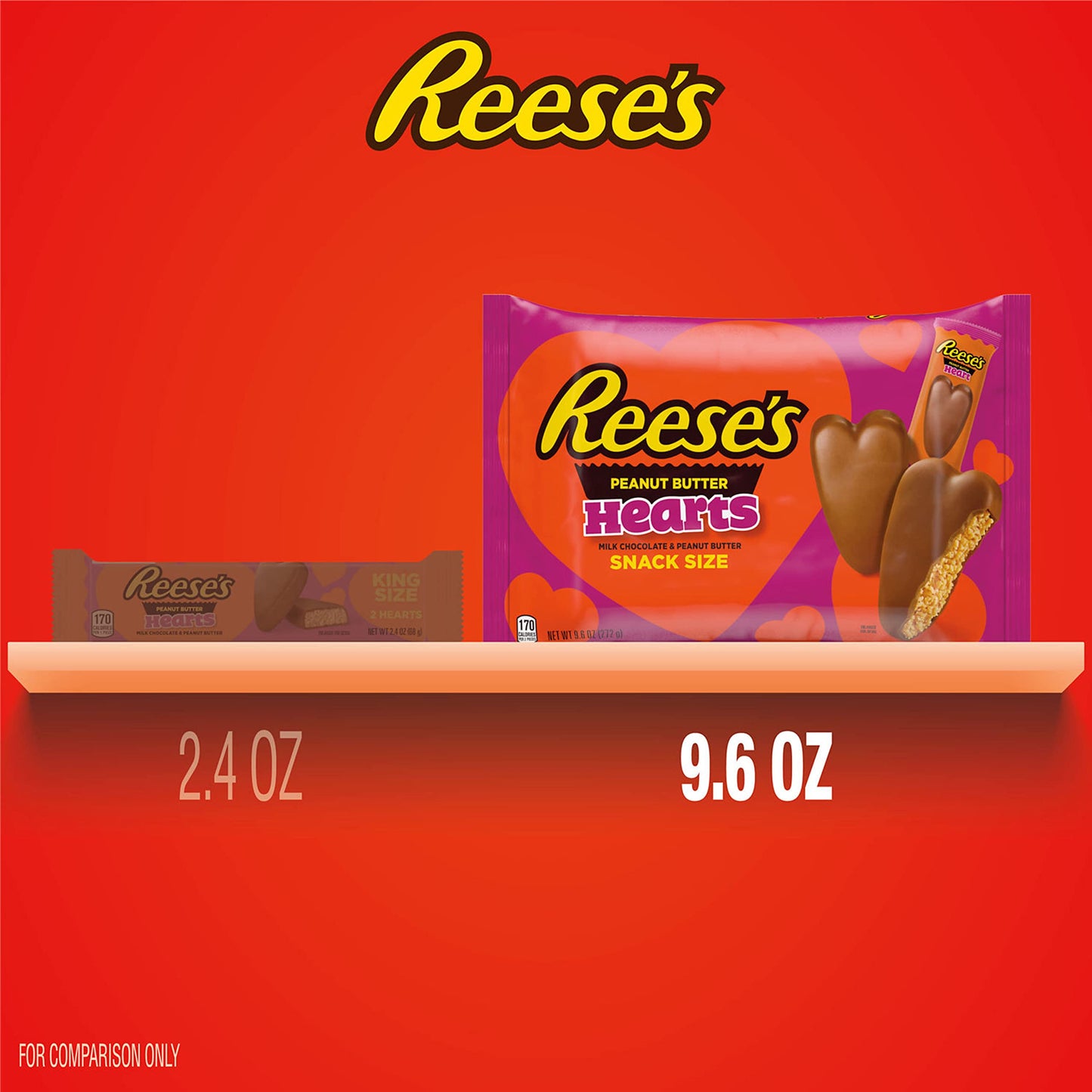 REESES Milk Chocolate Peanut Butter Snack Size, Valentine Candy Bag, 9.6 oz