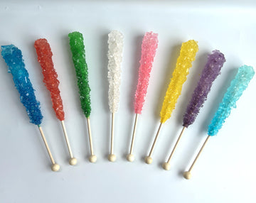 Classic Rock Candy Sticks, Sugar Rock Crystal Lollipops, Individually Wrapped (Pack Of 60, Rainbow Assorted Flavors)
