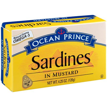 Ocean Prince Sardines in Mustard, 4.25-Ounce Cans (Pack of 12)